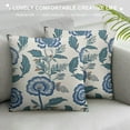 thumbnail image 3 of HENGT Blue Floral Throw Pillow Covers Light Blue Green Chinoiserie Flowers Leaves Birds Monsoon Decorative Pillows Outdoor Farmhouse Cushion Case Pillowcase for Sofa Bed Room Decor, 3 of 5
