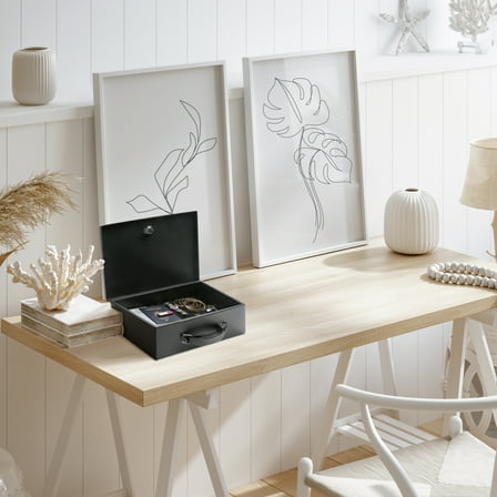 Honeywell Safes, 0.17 Cu ft, Low Profile Steel Fire-Resistant Security Box with Key Lock, 6104