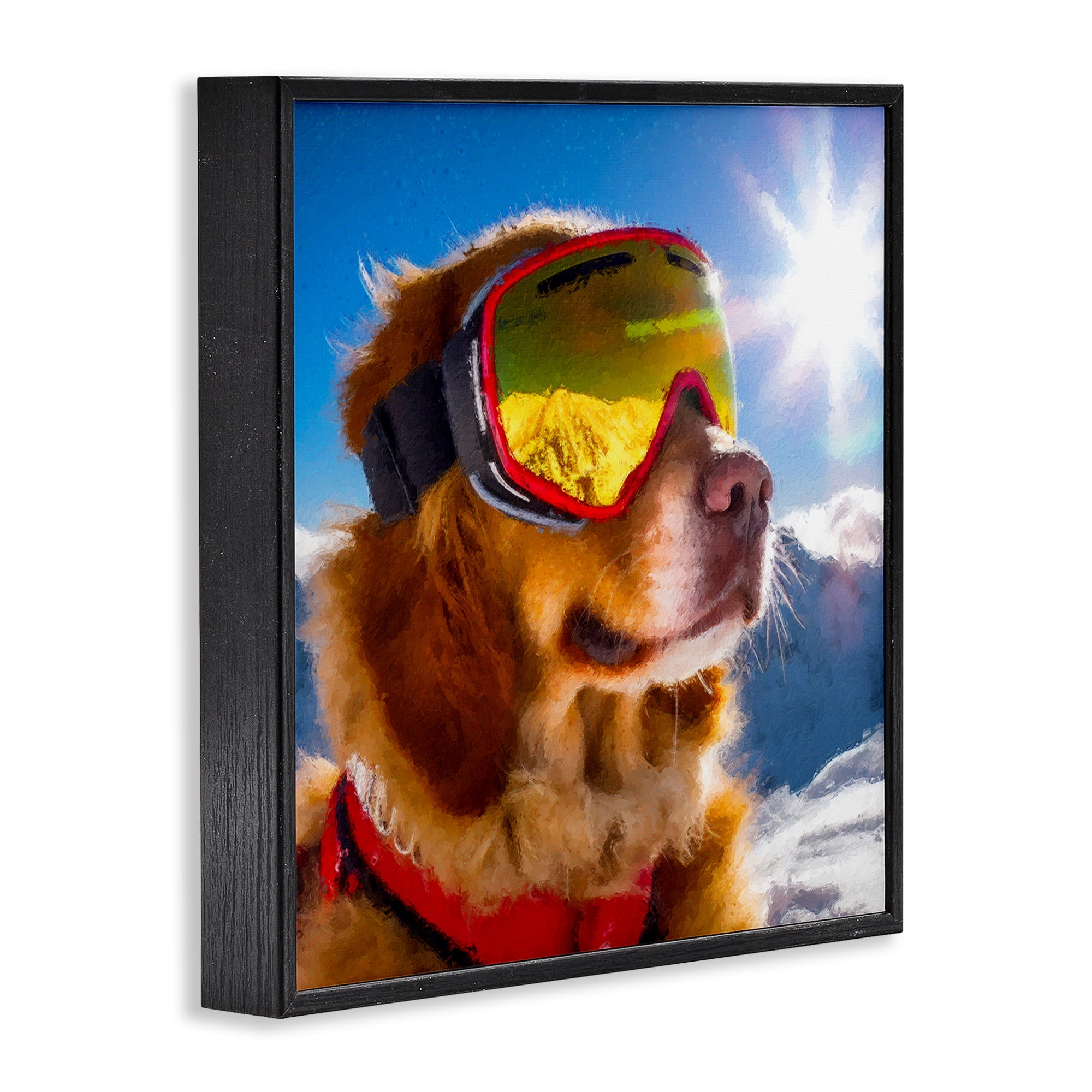 Stupell Industries Ski Goggles Retriever Black Framed Giclee Art, design by Sean Parnell