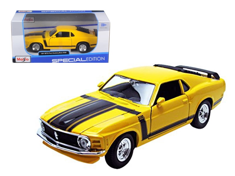 FORD MUSTANG BOSS CAR MODEL 1970 1:24 SIZE YELLOW WELLY OPENING PARTS LARGE T3 