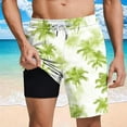 thumbnail image 1 of Sentmoon Mens Swim Trunks with Compression Liner High Waist Straight 2025 Summer Running Shorts Drawstring Palm Tree Print Quick Dry Basketball Shorts Side Pockets Stylish for Trip Yellow XXL, 1 of 6