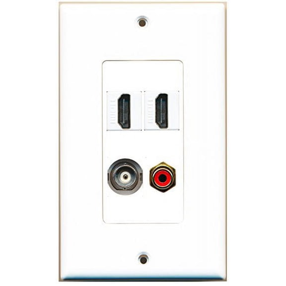 RiteAV - 2 Port HDMI 1 Port RCA Red 1 Port BNC Wall Plate Decorative