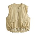 thumbnail image 1 of Chaleco sin mangas de cuello redondo suelto europeo para mujer, cárdigan informal, chaleco con bolsillo con cremallera, chaleco de trabajo para mujer, chaleco de oficina, Otoño, nuevo, 1 of 5