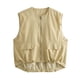 thumbnail image 1 of Chaleco sin mangas de cuello redondo suelto europeo para mujer, cárdigan informal, chaleco con bolsillo con cremallera, chaleco de trabajo para mujer, chaleco de oficina, Otoño, nuevo, 1 of 5
