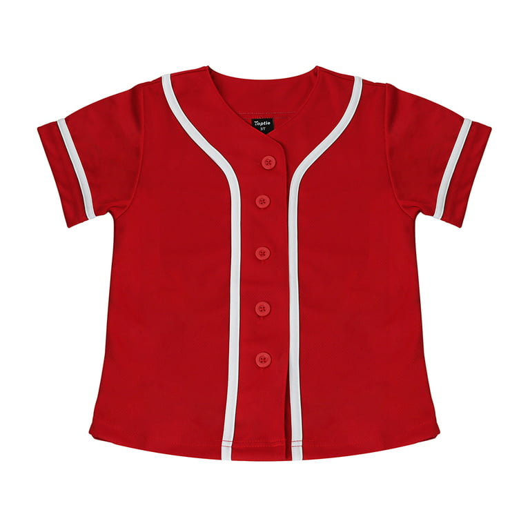 Youth & Adult Red Button Front Baseball Jersey - Blank Jerseys