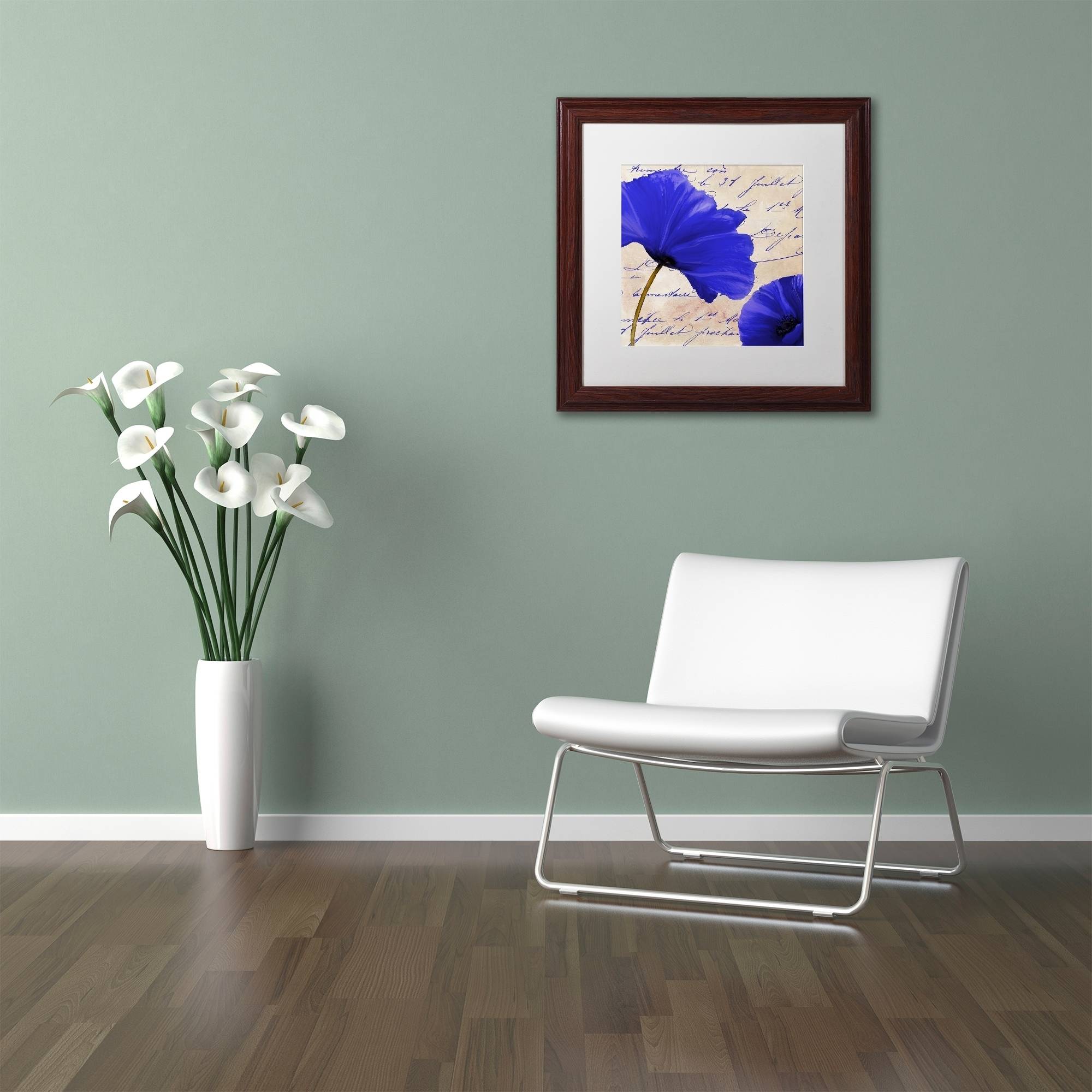 Trademark Fine Art "Coquelicots Bleues II" Canvas Art by Color Bakery White Matte, Wood Frame