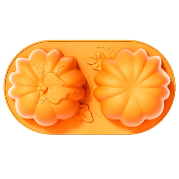 Pumpkin Cake Mold, 2 Cavities Silicone Pumpkin Cake Chocolate Molds Kitchen Baking Decoration Mold for Fall Harvest Halloween Thanksgiving