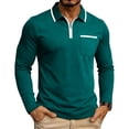 thumbnail image 2 of Lanyiu Mens Golf Shirt Quarter Zip Long Sleeve Collared Shirt with Pocket Classic Casual Shirts, 2 of 6