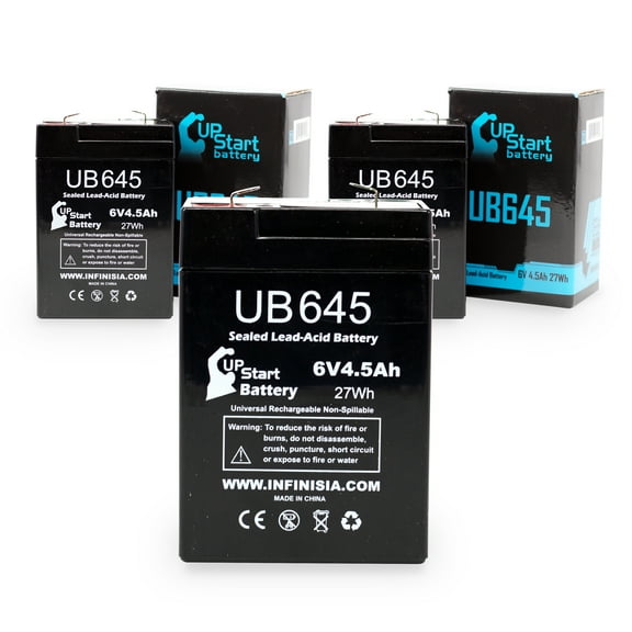 3x Pack - Compatible R & D Batteries 5374 Battery - Replacement UB645 Universal Sealed Lead Acid Battery (6V, 4.5Ah, 4500mAh, F1 Terminal, AGM, SLA) - Includes 6 F1 to F2 Terminal Adapters