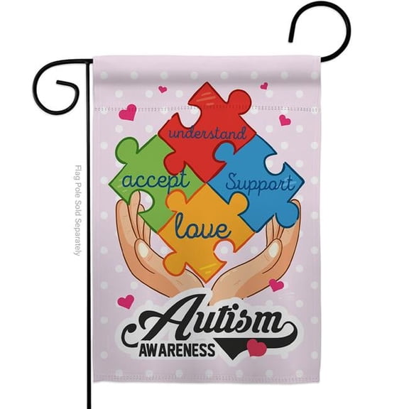 Angeleno Heritage G135046-BO Autism Awareness Support 13 x 18.5 in. Double-Sided Decorative Vertical Garden Flags for House Decoration Banner Yard Gift