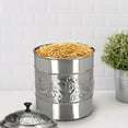 thumbnail image 5 of NuSteel Antique Pewter Embossed 4 QT Stainless Steel Canister, Beautiful Food Storage Container for Kitchen Counter, Tea, Sugar, Coffee, Caddy, Flour Canister with Rubber seal lid,TG-411-4, 5 of 6