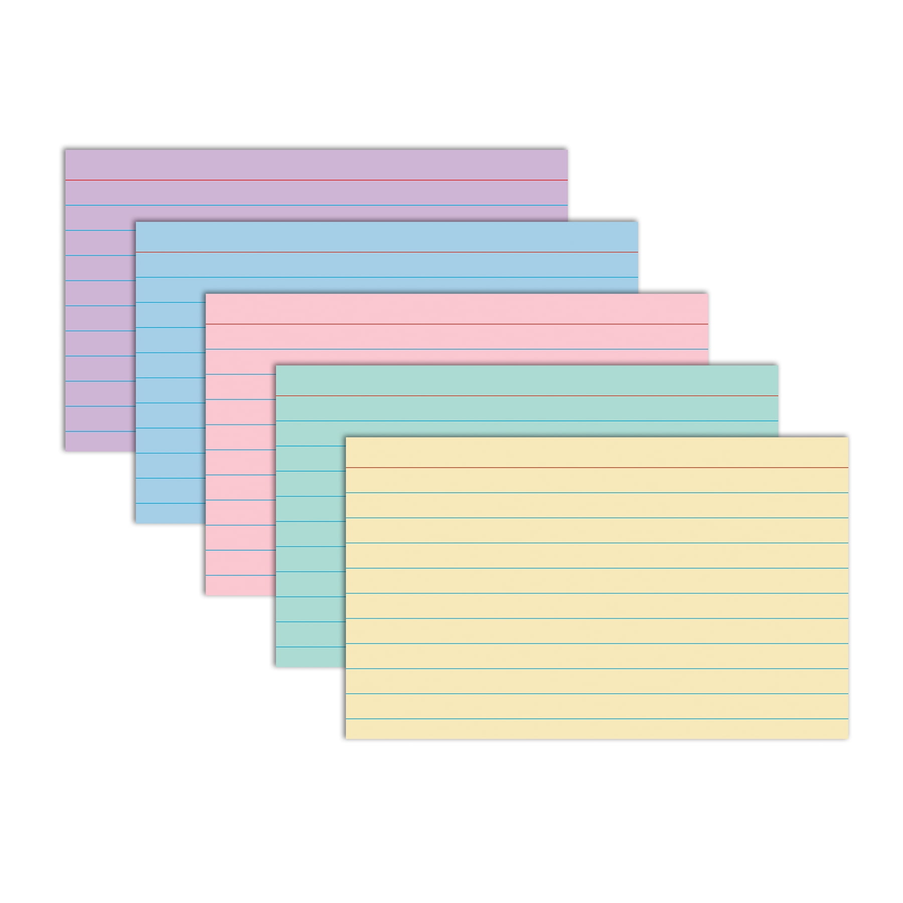 C-Line Index Cards, 3" x 5", Assorted Colors, Ruled, 100 Per Pack, 10 Packs