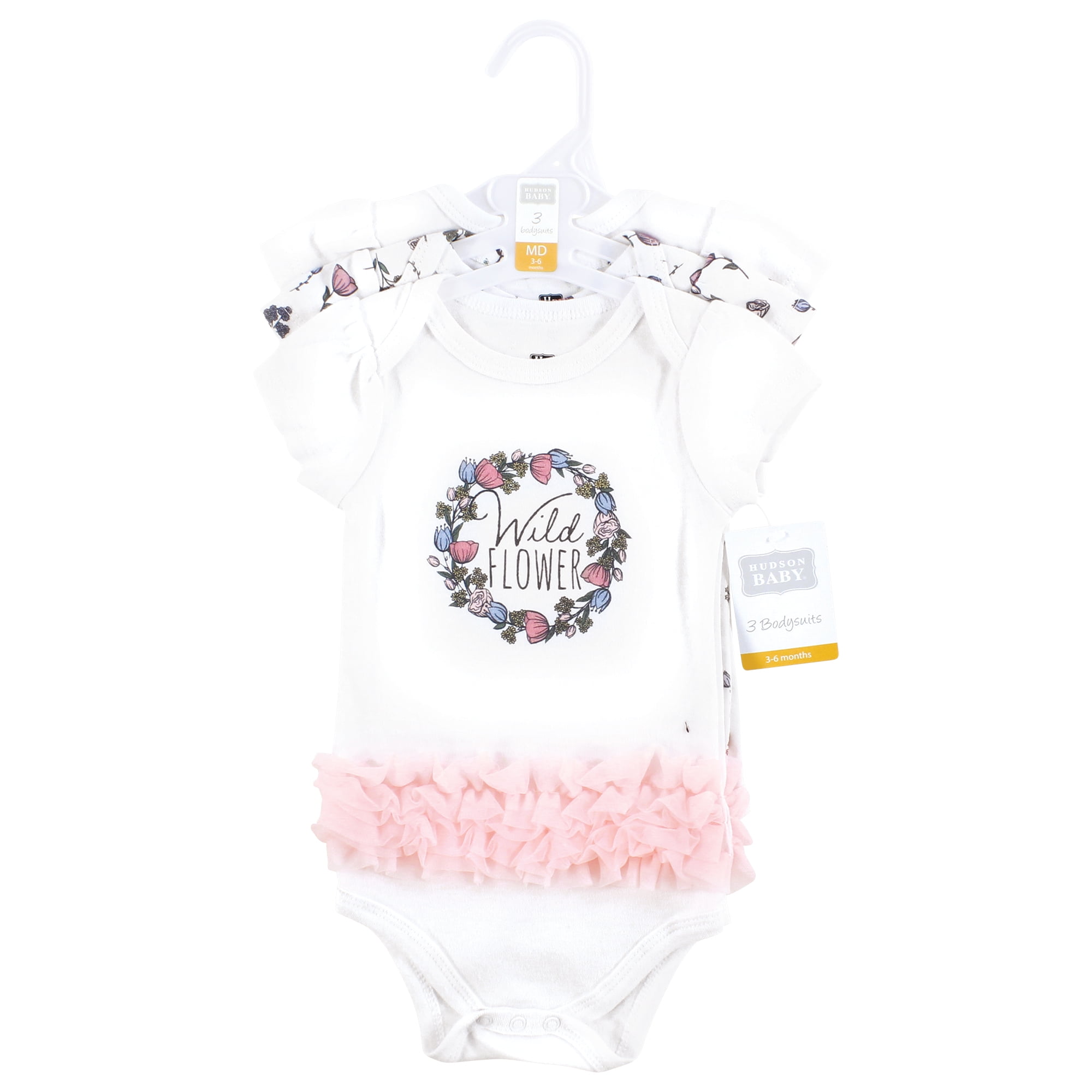 Hudson Baby Unisex Baby Cotton Bodysuits, Wild Flower Tutu, 6-9 Months