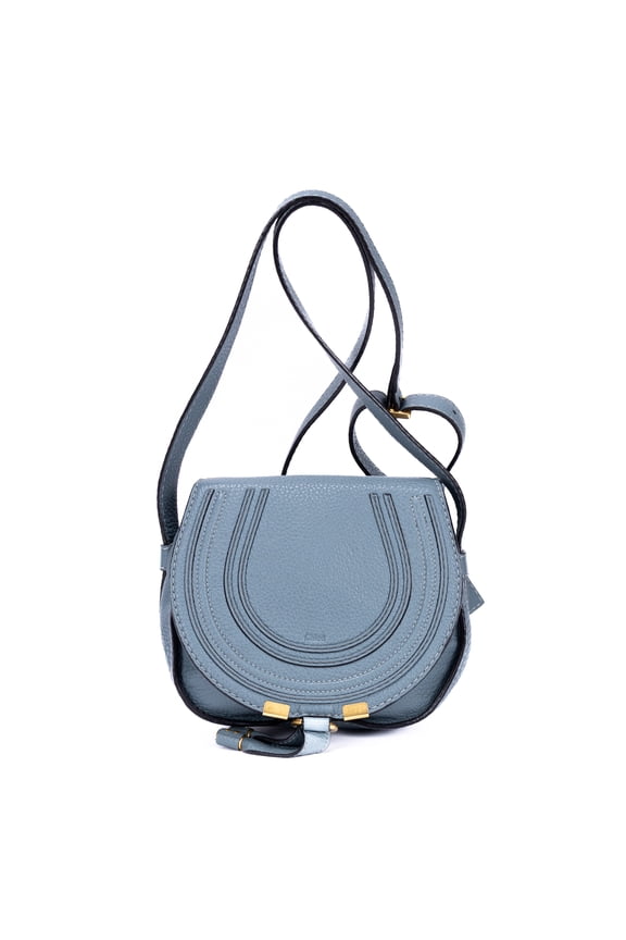 Pre-Owned Chlo Blue Mini Drew Mini Shoulder Bag Grained Calfskin Leather