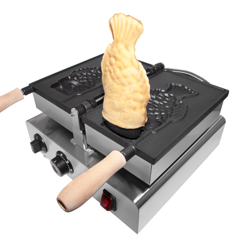 GorillaRock Taiyaki Iron Electric Taiyaki Machine Open-Mouth Fish  Waffle Cone Maker Nonstick Coating Commercial-Use Ready