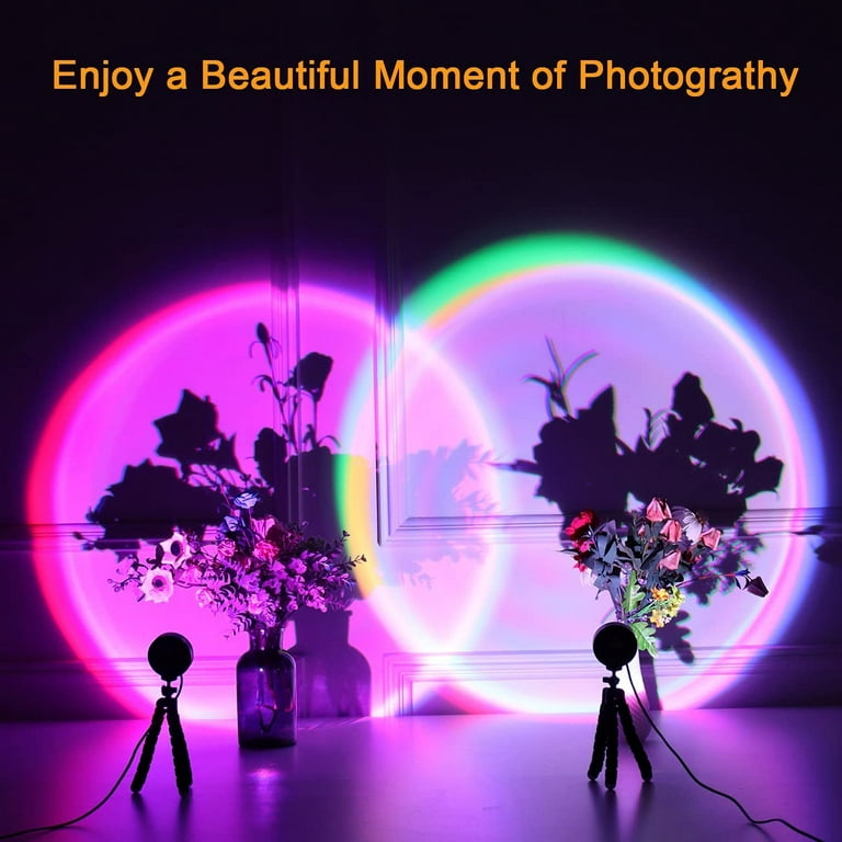 Richgv Sunset Lamp Projection, 16 Colors Changing Projector LED Lights  Floor Lamp Rainbow Projection Light 360 Degree Rotation for Christmas