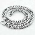 thumbnail image 4 of QQTDFG HEAVY Silver Tone Cut Curb Cuban Link Chain 316L Stainless Steel Men's Necklace-16mm-7inch bracelet-Silver, 4 of 6