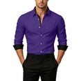 thumbnail image 5 of Men's Solid Color Long Sleeve Button-Down Casual Shirt Turndown Collar Fashion Top, 5 of 7