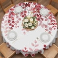 thumbnail image 3 of Round Tablecloth Red Christmas Eucalyptus Leaf Waterproof Oil Proof Polyester Table Cloth Cover Decor for Home Dining Outdoor,Patio,Parties, 60" Dia. Botanical Winter Floral White, 3 of 9