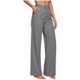 thumbnail image 4 of Clossjun Women's Wide Leg Work Dress Pants High Waisted Flowy Daily Wear Business Casual Palazzo Bottoms Summer Fall Offce Trousers With Pockets 2XL, 4 of 5