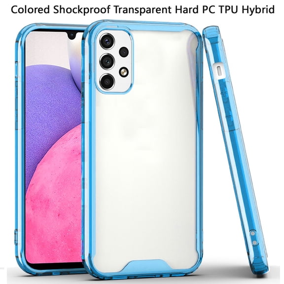 For Samsung Galaxy A33 5G Colored Shockproof Transparent Hard PC   Rubber TPU Hybrid Bumper Shell Thin Slim Protective Cover ,Xpm Phone Case [Clear / Blue]