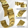 thumbnail image 4 of ANBEER 316L Stainless Steel Watch Band,Metal Heavy-Duty Matte Brushed Finish Watch Strap Replacement for Men Women,Deployment Double Flip Lock Buckle,24mm-Gold, 4 of 7