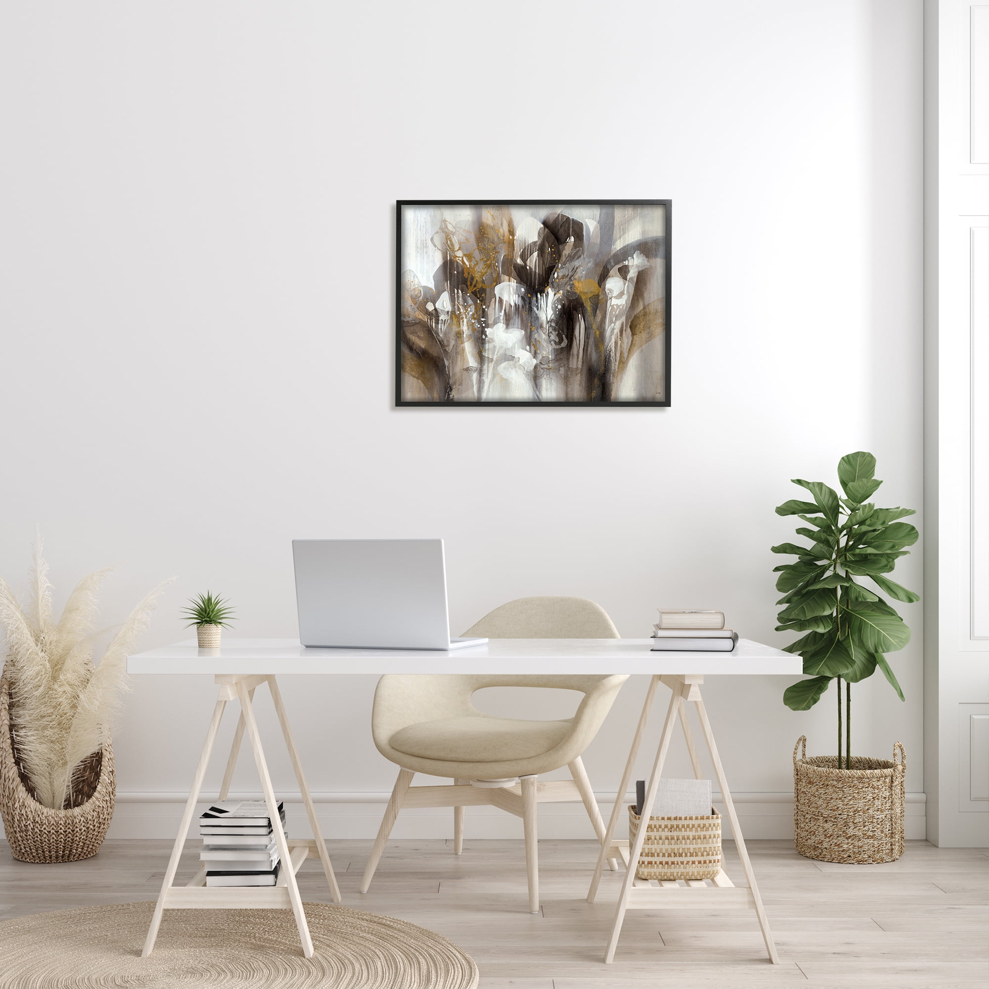 Stupell Industries Abstract Cascading Shapes Modern Brown White Black Painting, 30 x 24, Design by K. Nari