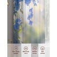 thumbnail image 6 of Blue Flower Sheer Curtains 2 Panels Set Spring Floral Leaf Botanical Plant Country Blurry Sheer Window Curtains Light Filtering Rod Pocket Voile Drapes for Bedroom Living Room 52"x45", 6 of 8