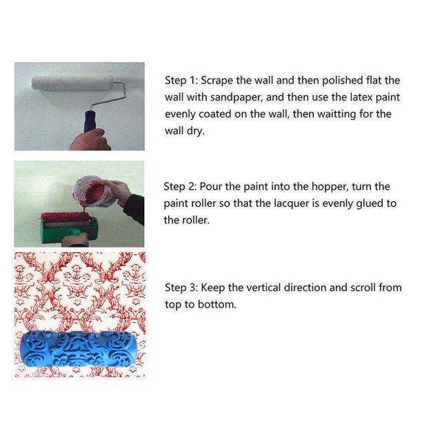 Durable Wall Texture Roller DIY Patterned Paint Rollers for Walls  Decoration Roller Printing Machine B 