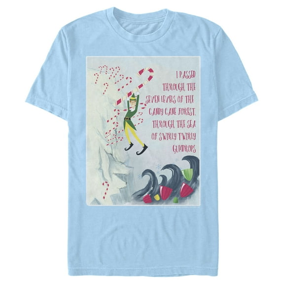 Men's Elf Swirly Twirly Gumdrop Journey Graphic T-Shirt