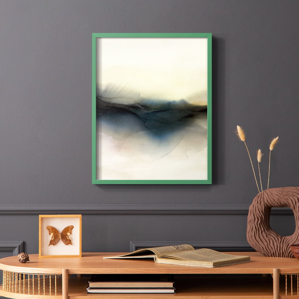 Continuum I Framed Print in Green Solid Wood Framed Print No Nail Hanging