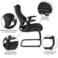 thumbnail image 2 of Designer Black Mesh Sled Base Side Reception Chair with Adjustable Arms, 2 of 9