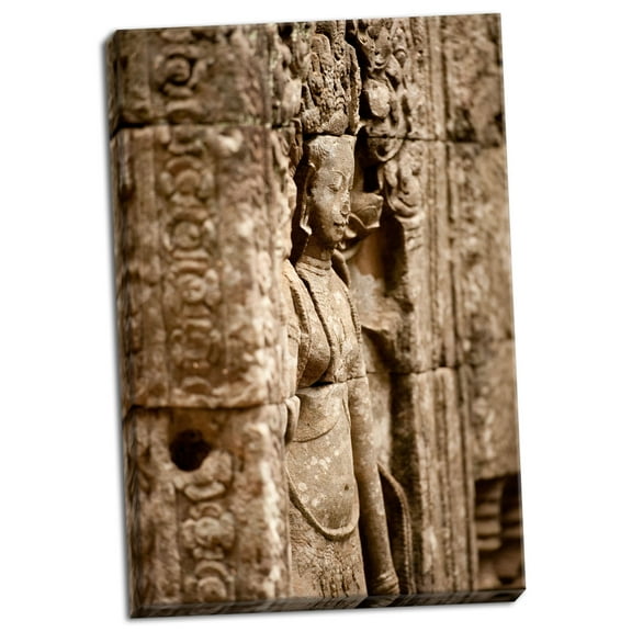 Gango Home Decor Apsara at Bayon by Erin Berzel (Ready to Hang); One 24x36in Hand-Stretched Canvas