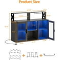 thumbnail image 7 of Luku Bar / Liquor Cabinet with Power Outlets Led Lights and Glass Holder, for Home, Kitchen, Gray, 7 of 7