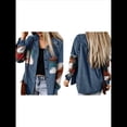 thumbnail image 3 of Camisa de Franela de para Mujer, Larga, Botones, Chaqueta Holgada con Bolsillos Azul XXL, 3 of 7