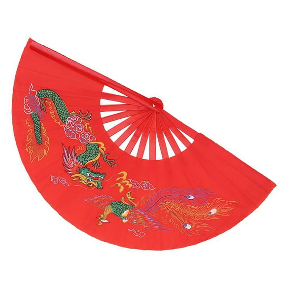 Chinese Fan,Portable Bamboo Fan Practice Training Tool for Red Tai Chi Martial Arts Kung Fu Dance
