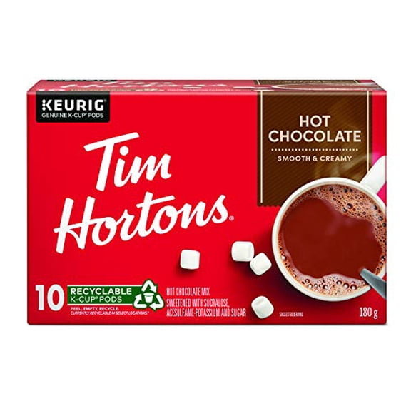 Tim Hortons Hot Chocolate, Single Serve Keurig Certified K-Cup Pods for Keurig Brewers, 10 Count
