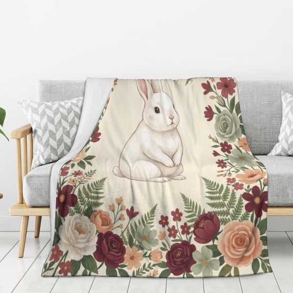 Bunny Throw Blanket - Soft Plush Bedding Blankets- Cozy Bunny Stuff Gifts 50x40