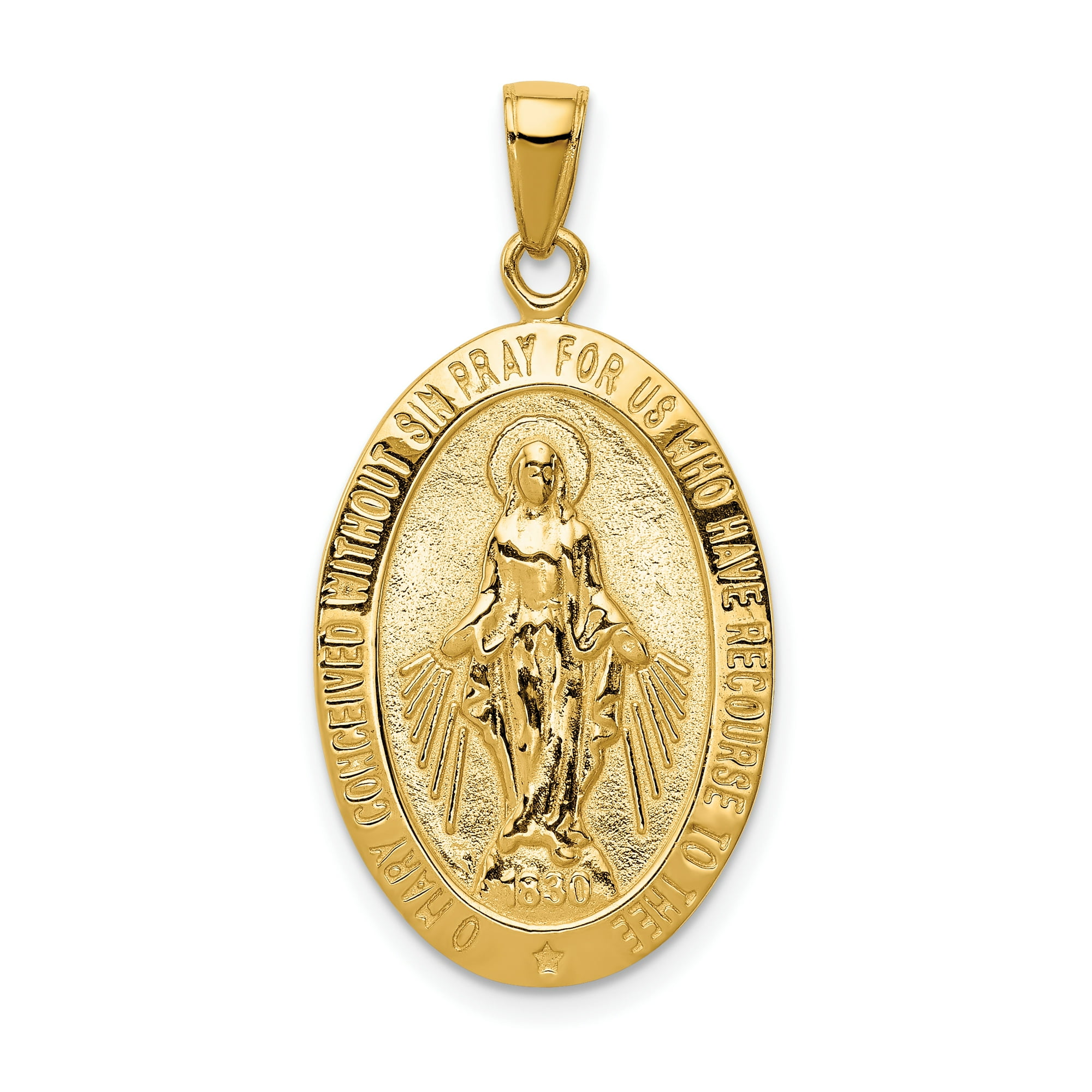 14k Yellow Gold Our Lady Of Miraculous Medal Blessed Virgin Mary