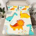 thumbnail image 2 of Homewish Cute Dinosaur Full Size Sheets for Kids, Funny Jungle Animal Bed Sheets, Chic Wheat Polkadots Sheet Sets, Ultra Soft Bedroom Decor, 4 Pieces, 2 of 7