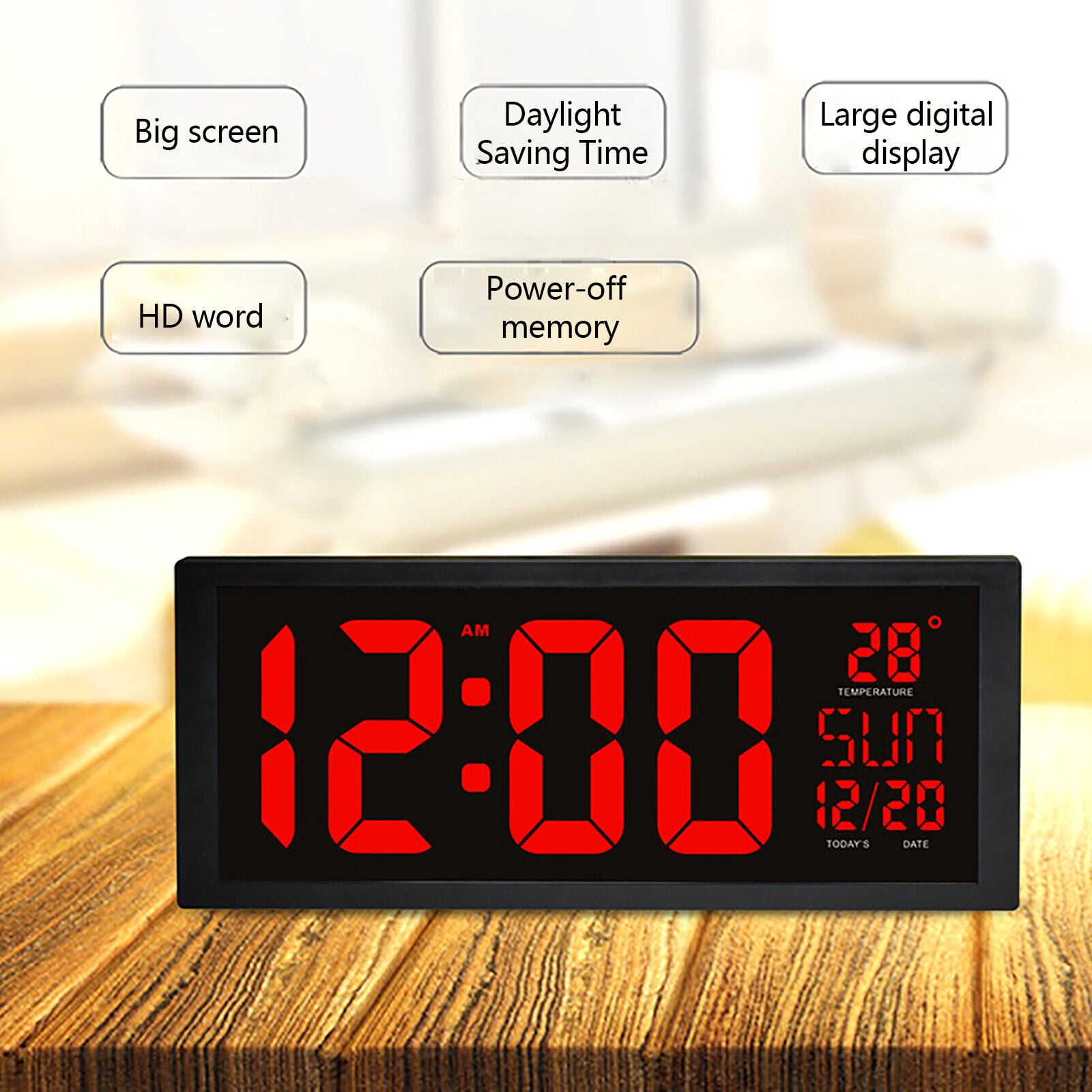 DENEST LED Digital Wall Clock Screen Calendar Thermometer Electronic Clock Christmas