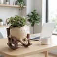 thumbnail image 6 of Smily Face Planter Pot Cute Resin Flower Head Planters for Indoor Outdoor Unique Sit Rocking Chair Succulent Pots Gift IdeaI for Mother and Appreciation Teachers' Day with Drainage Hole, 6 of 8