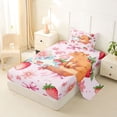 thumbnail image 2 of Erosebridal Capybara Axolotl Kid Twin Sheet Sets, Bow Flower Strawberry Bedding, Pink, 3 Pieces, 2 of 5
