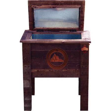 UPC 077071136549 product image for Lifoam 57-Quart Rustic Outdoor Wooden Cooler, Mountain Emblem | upcitemdb.com