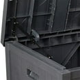 thumbnail image 7 of Superjoe 120 Gallon Outdoor Deck Storage Box, Patio Resin Storage Bin Outdoor Cushion Storage, Wooden-Like (Gray), 7 of 7