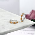 thumbnail image 4 of Gem Stone King 3.40 Ct Oval Orange Red Madeira Citrine White Diamond 925 Silver Hoop Earrings, 4 of 4