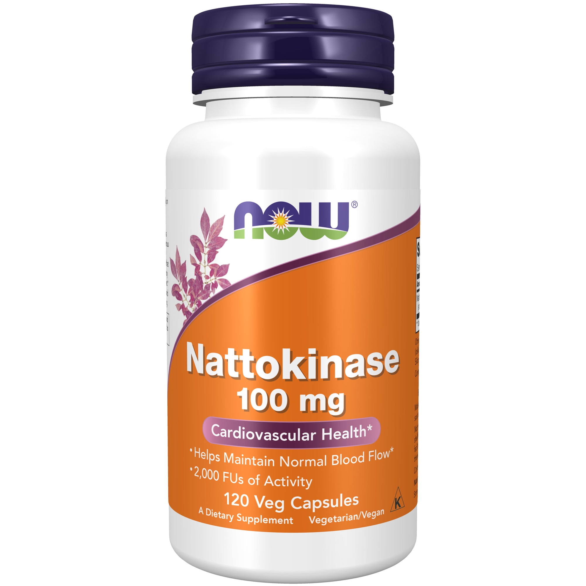 NOW Supplements, Nattokinase 100 mg (from Non-GMO Soy) with 2,000 FUs of Activity, 120 Veg Capsules