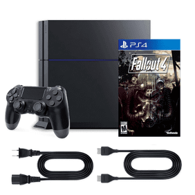 Pre-Owned Sony Playstation 4 PS4 Original 500GB Gaming Console with Fallout 4 and Retrofam Controller, Black