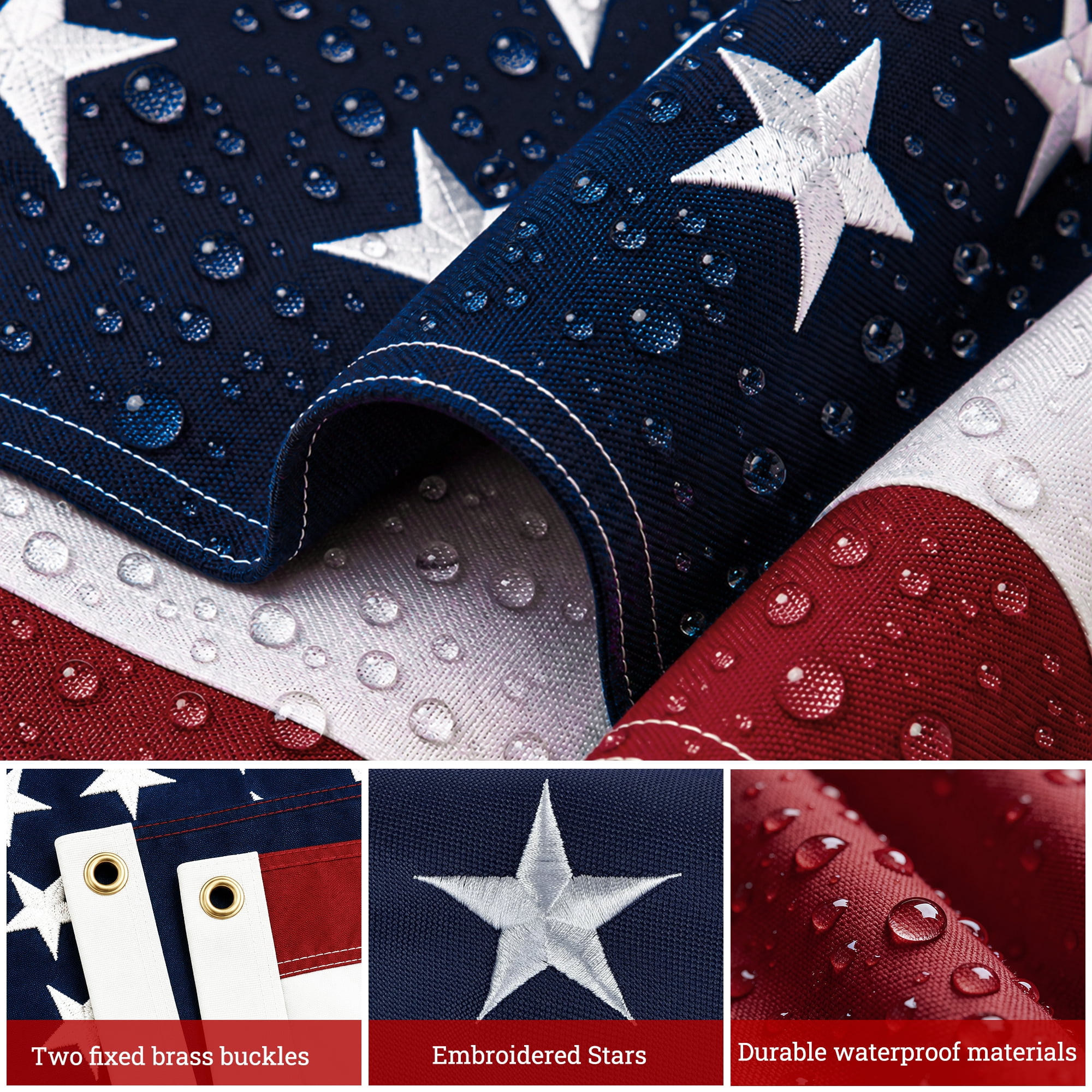 FIASON 6 FT Black Flag Pole Kit with 3x5 Ft US Flag, Tangle-Free 360° Rotating Rings, Adjustable 45°/90° Bracket, Heavy Duty Stainless Steel for Outside House Porch