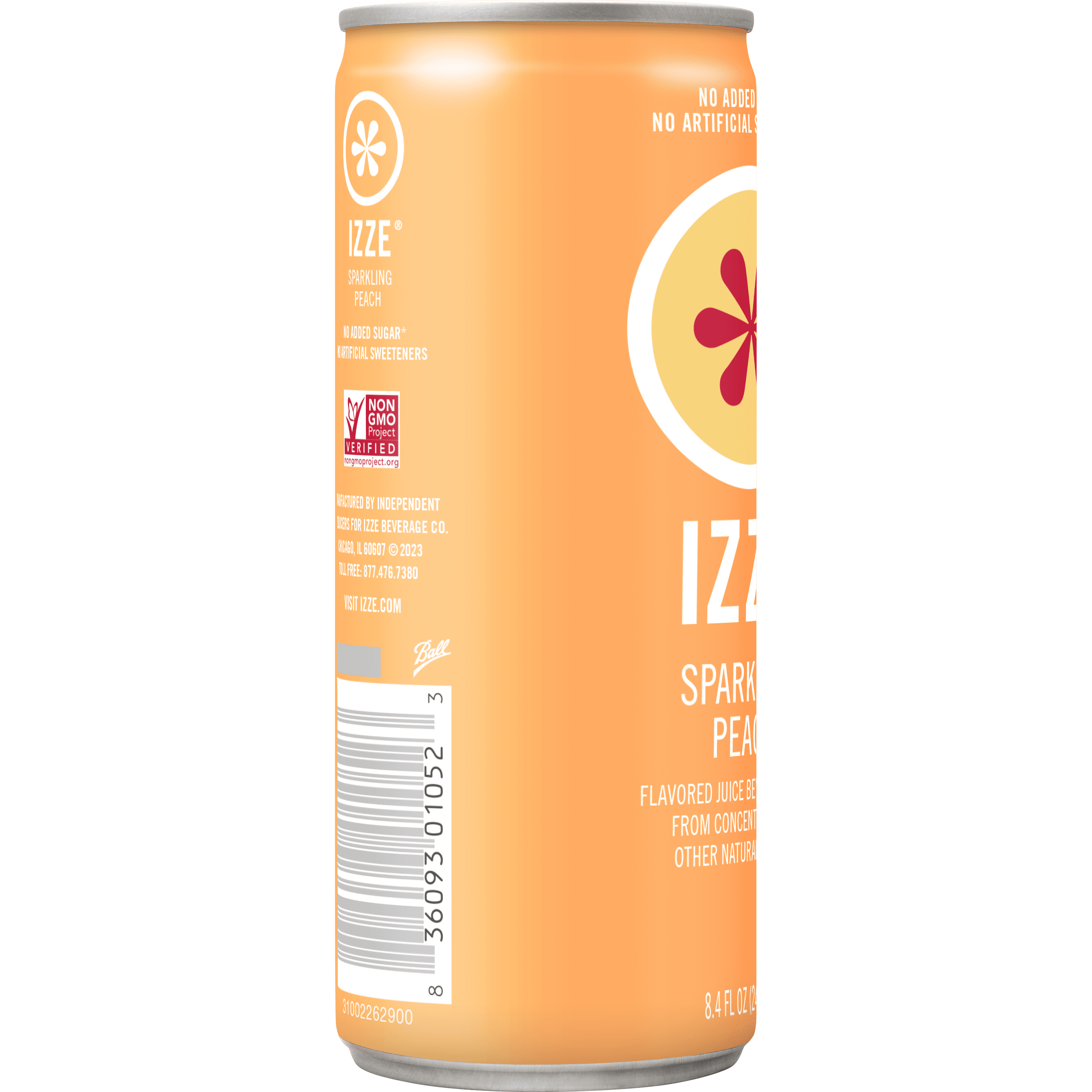 (24 pack) IZZE Sparkling Juice Peach, 8.4 oz Cans